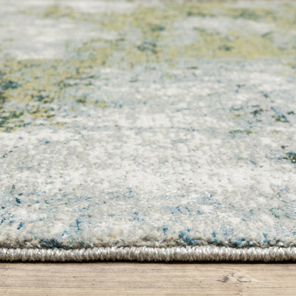 Evolution Abstract Blue/ Green Cut Pile Rug