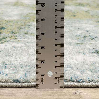 Evolution Abstract Blue/ Green Cut Pile Rug