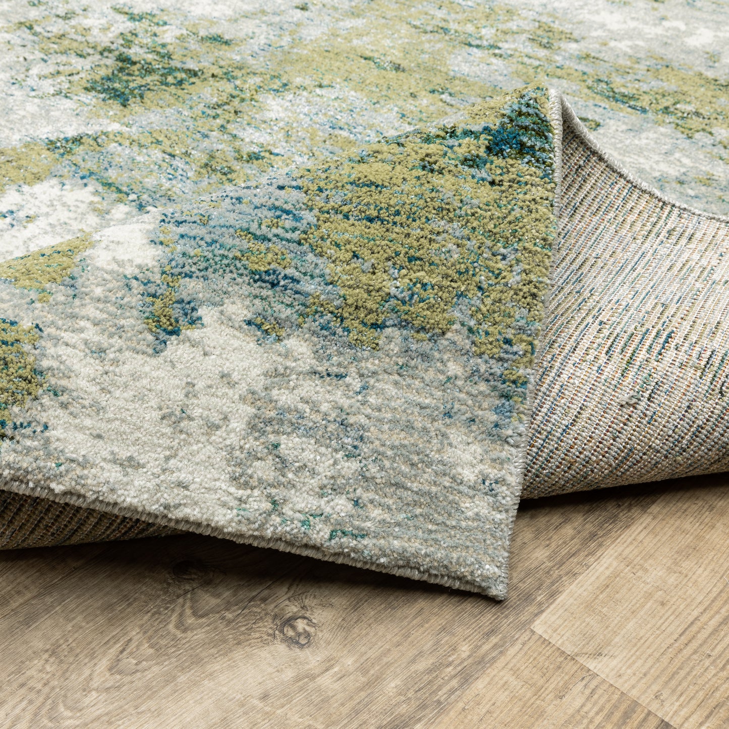 Evolution Abstract Blue/ Green Cut Pile Rug