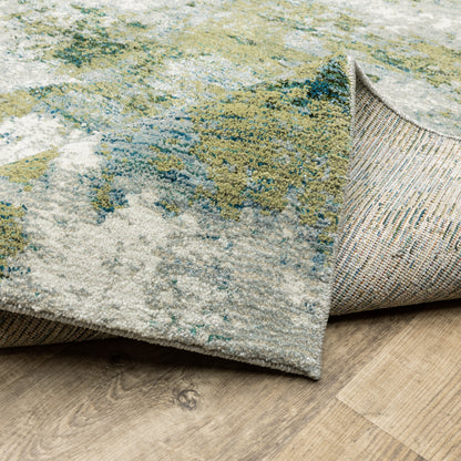 Evolution Abstract Blue/ Green Cut Pile Rug