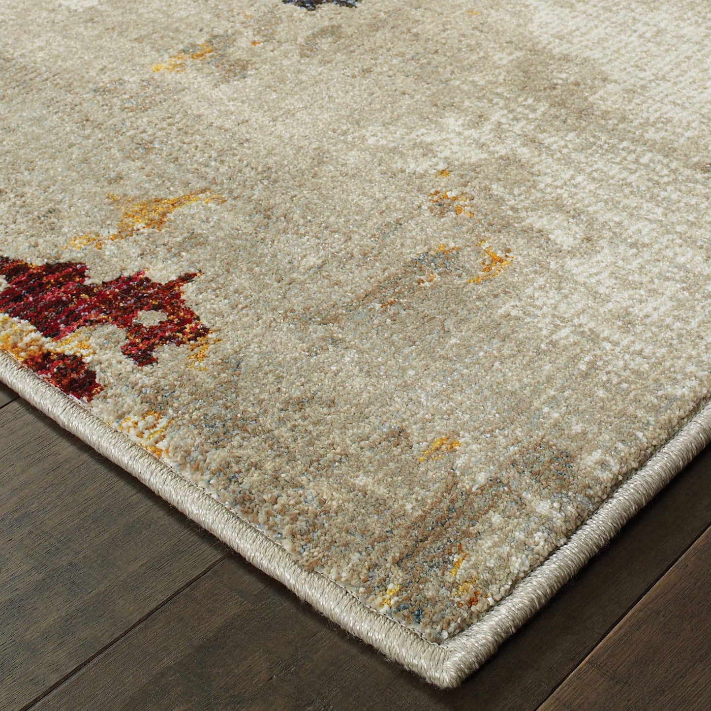 Evolution Abstract Beige/ Blue Cut Pile Rug