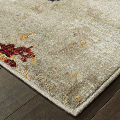 Evolution Abstract Beige/ Blue Cut Pile Rug