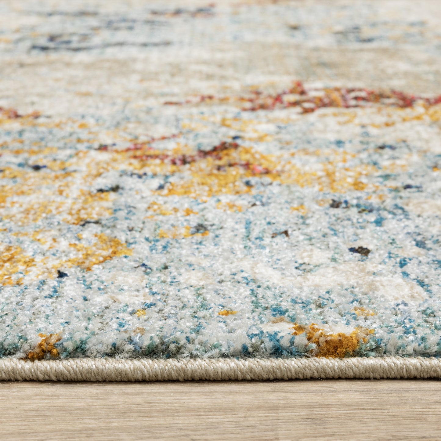 Evolution Abstract Beige/ Blue Cut Pile Rug