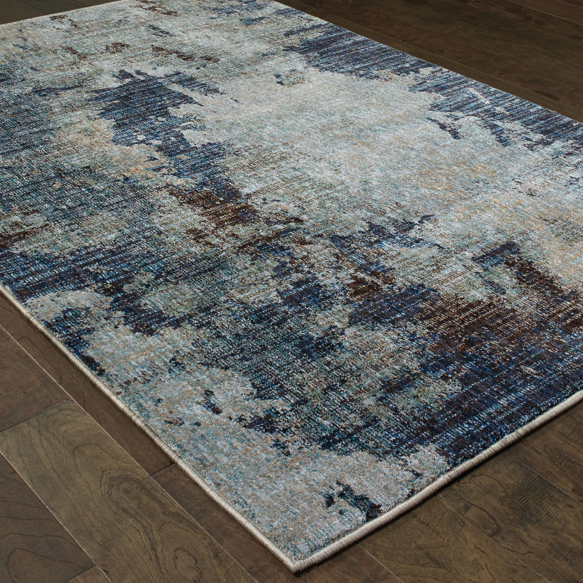 Evolution Abstract Navy/ Blue Cut Pile Rug