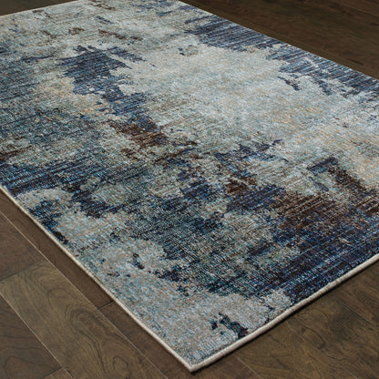 Evolution Abstract Navy/ Blue Cut Pile Rug