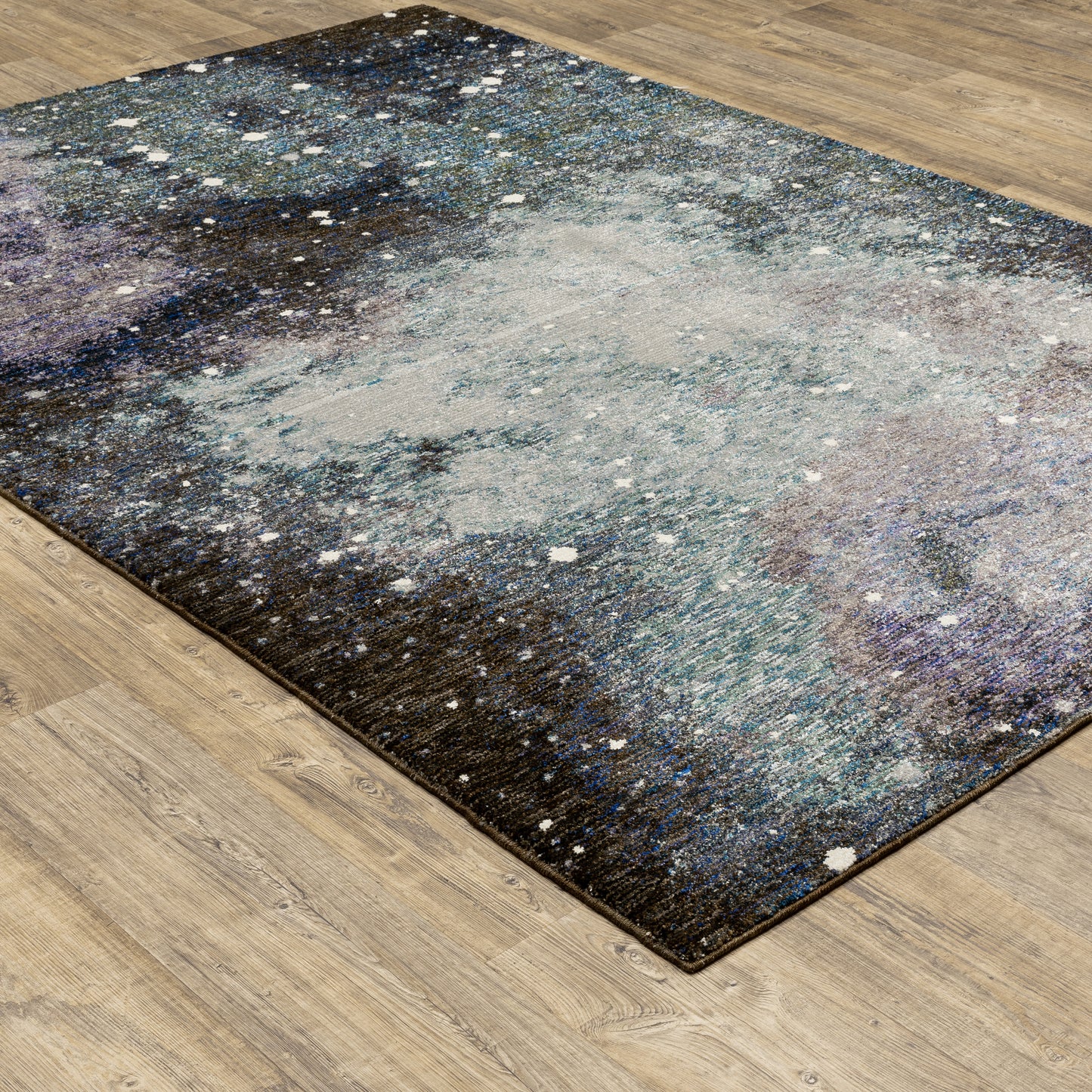Evolution Abstract Midnight/ Purple Cut Pile Rug
