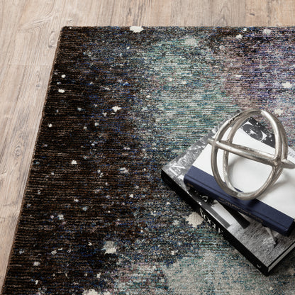 Evolution Abstract Midnight/ Purple Cut Pile Rug
