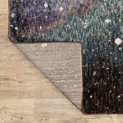 Evolution Abstract Midnight/ Purple Cut Pile Rug