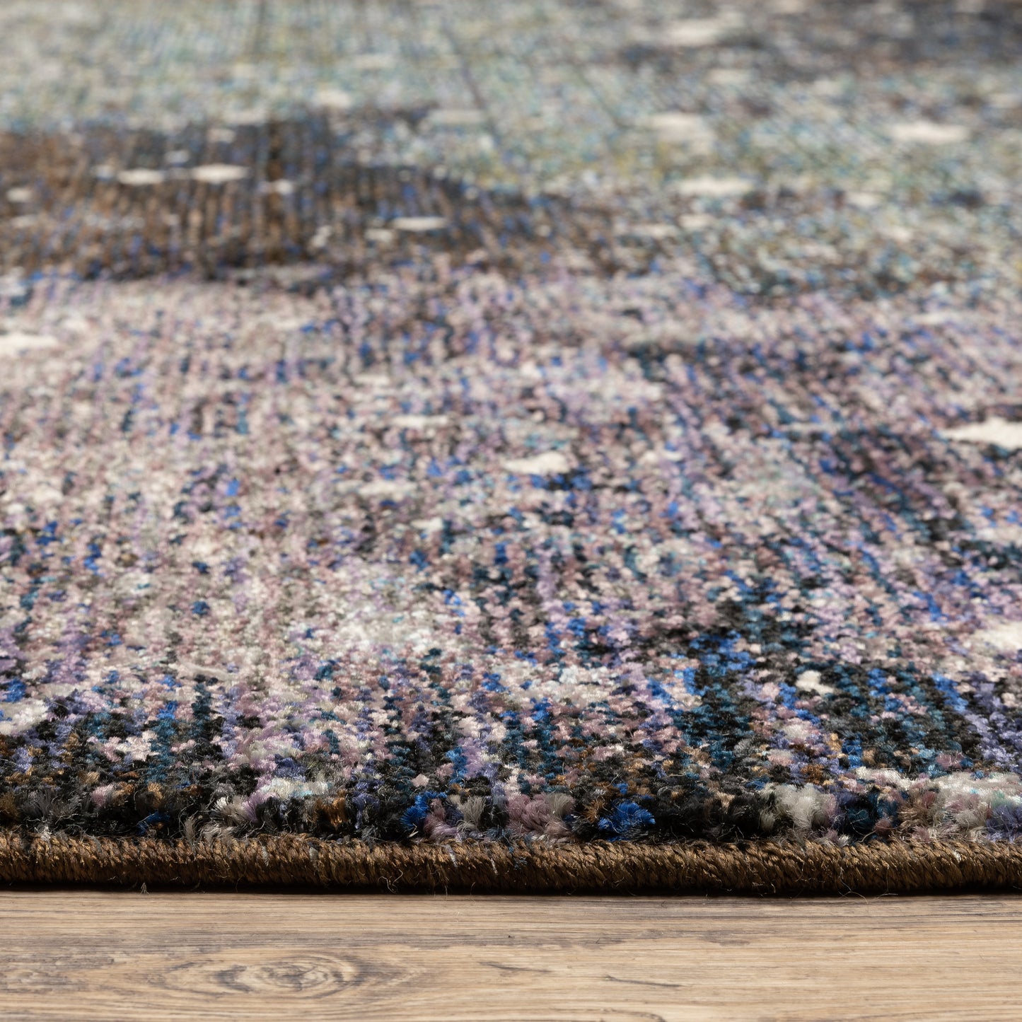 Evolution Abstract Midnight/ Purple Cut Pile Rug