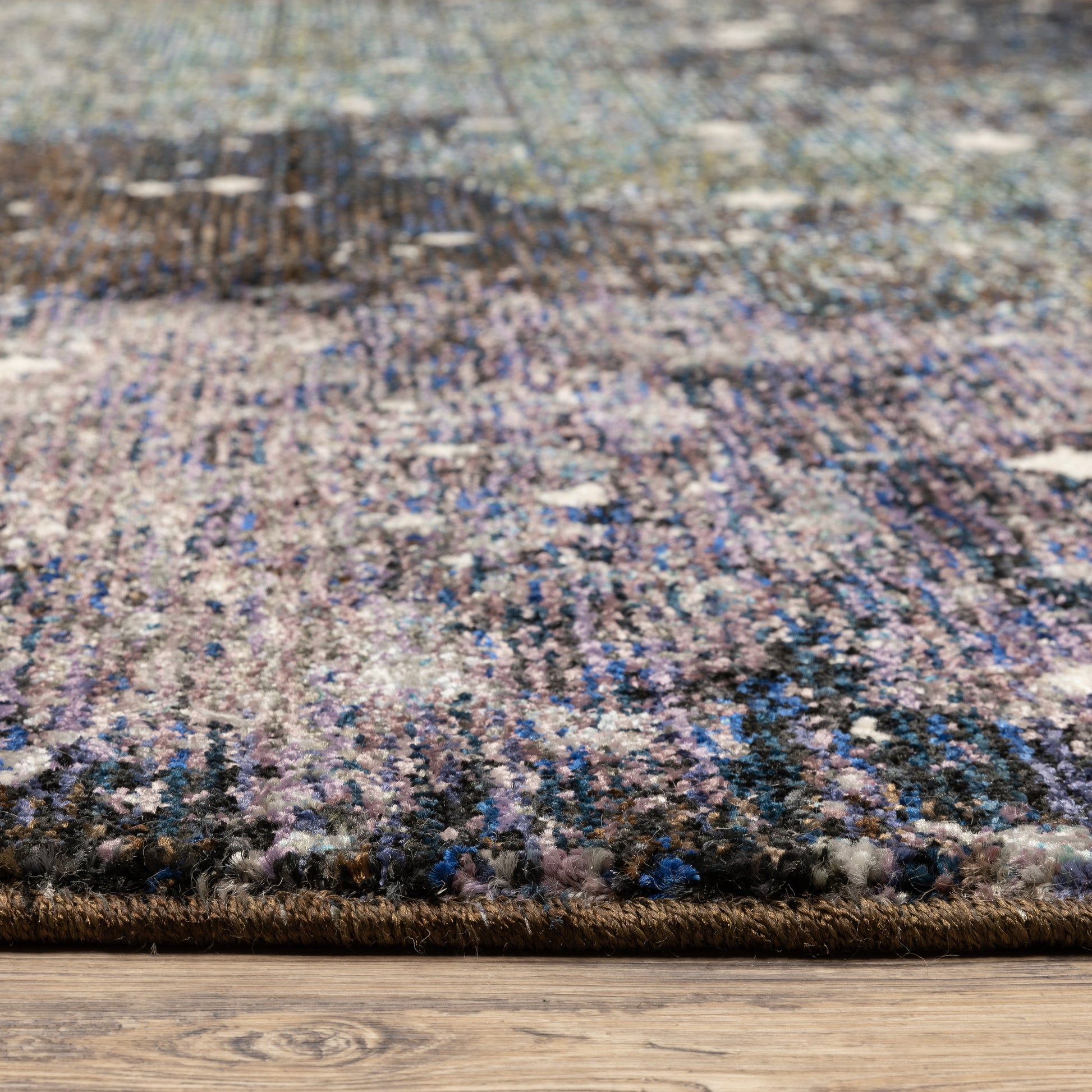 Evolution Abstract Midnight/ Purple Cut Pile Rug