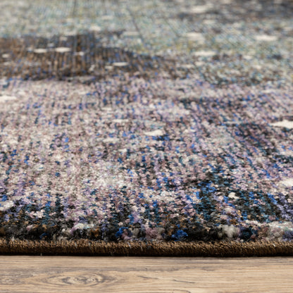 Evolution Abstract Midnight/ Purple Cut Pile Rug