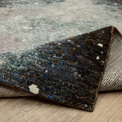 Evolution Abstract Midnight/ Purple Cut Pile Rug