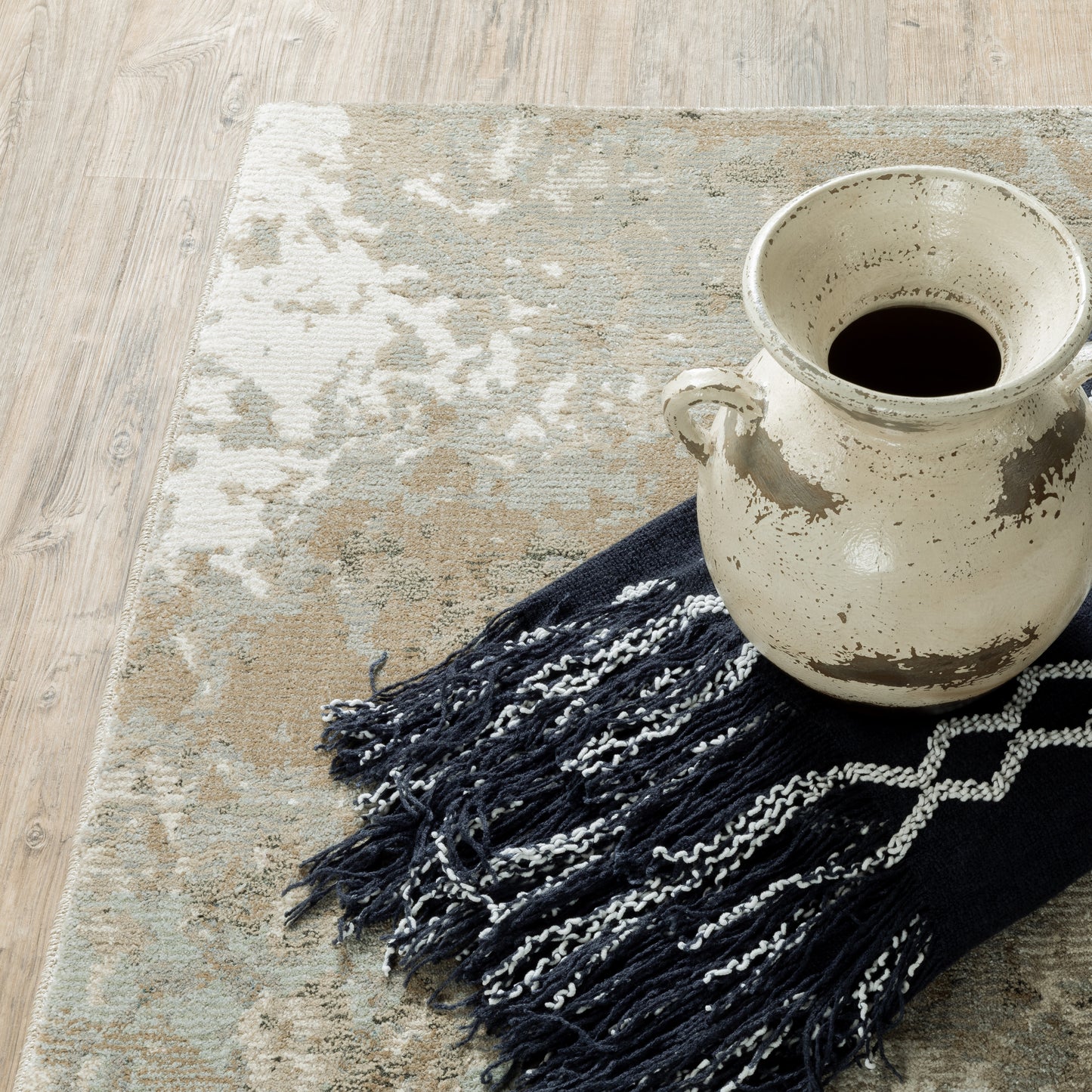 Evolution Abstract Beige/ Grey Cut Pile Rug