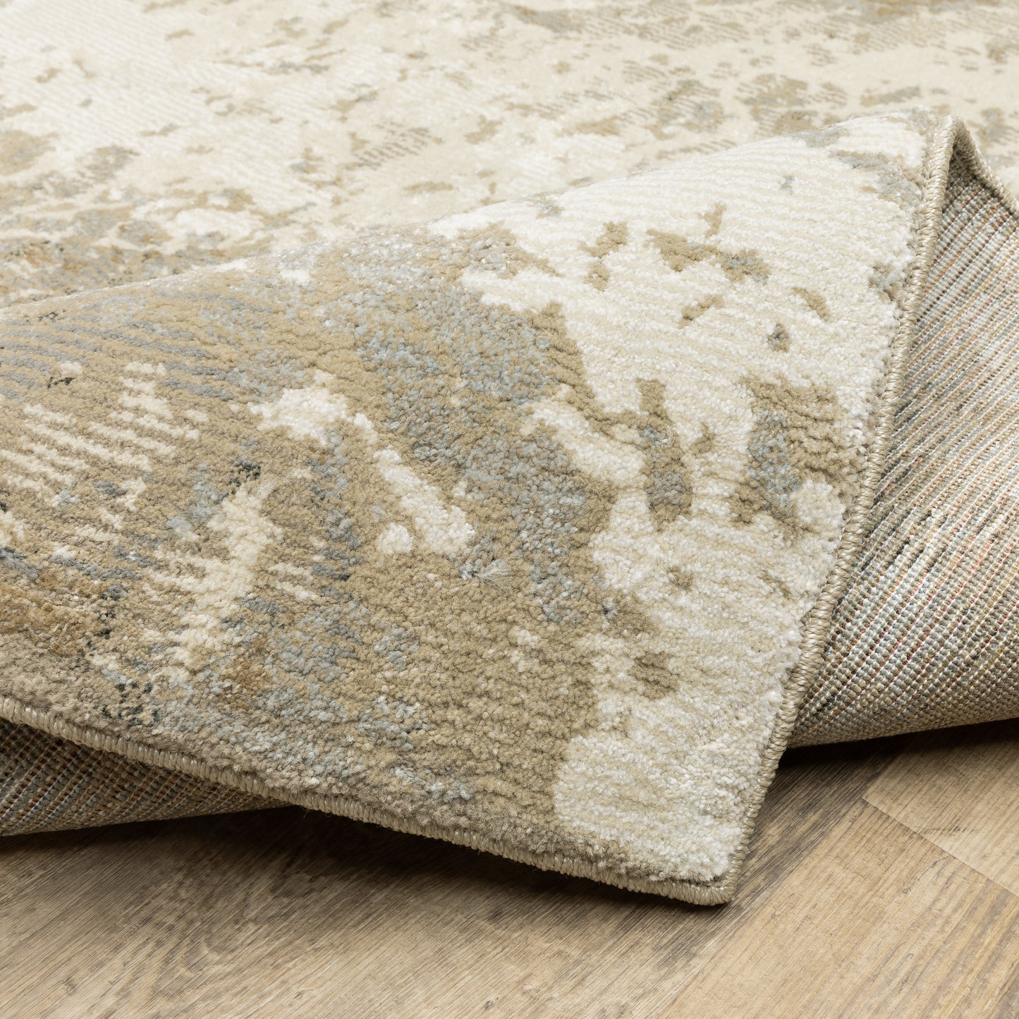 Evolution Abstract Beige/ Grey Cut Pile Rug