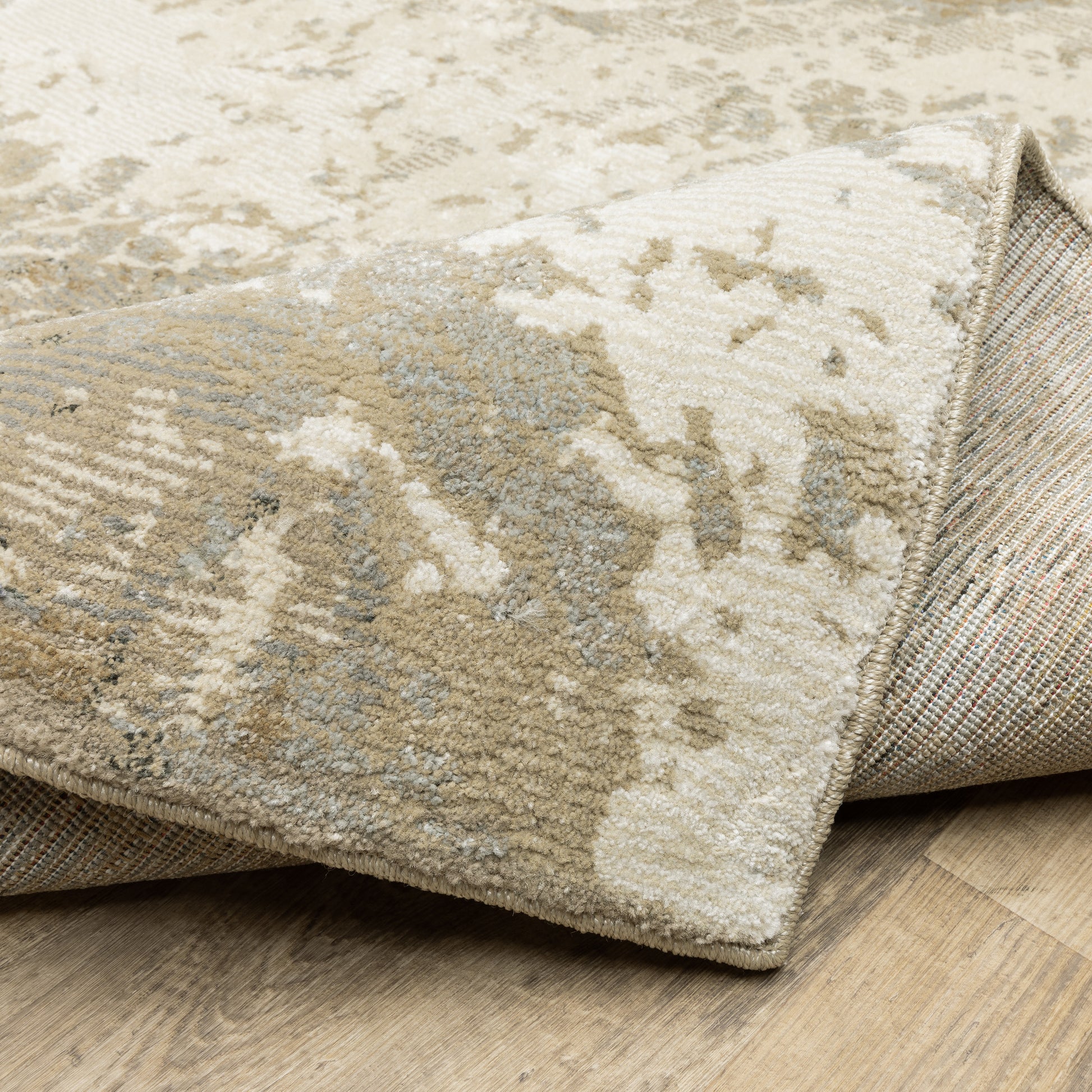 Evolution Abstract Beige/ Grey Cut Pile Rug