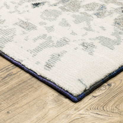 Evolution Abstract Blue/ Ivory Cut Pile Rug