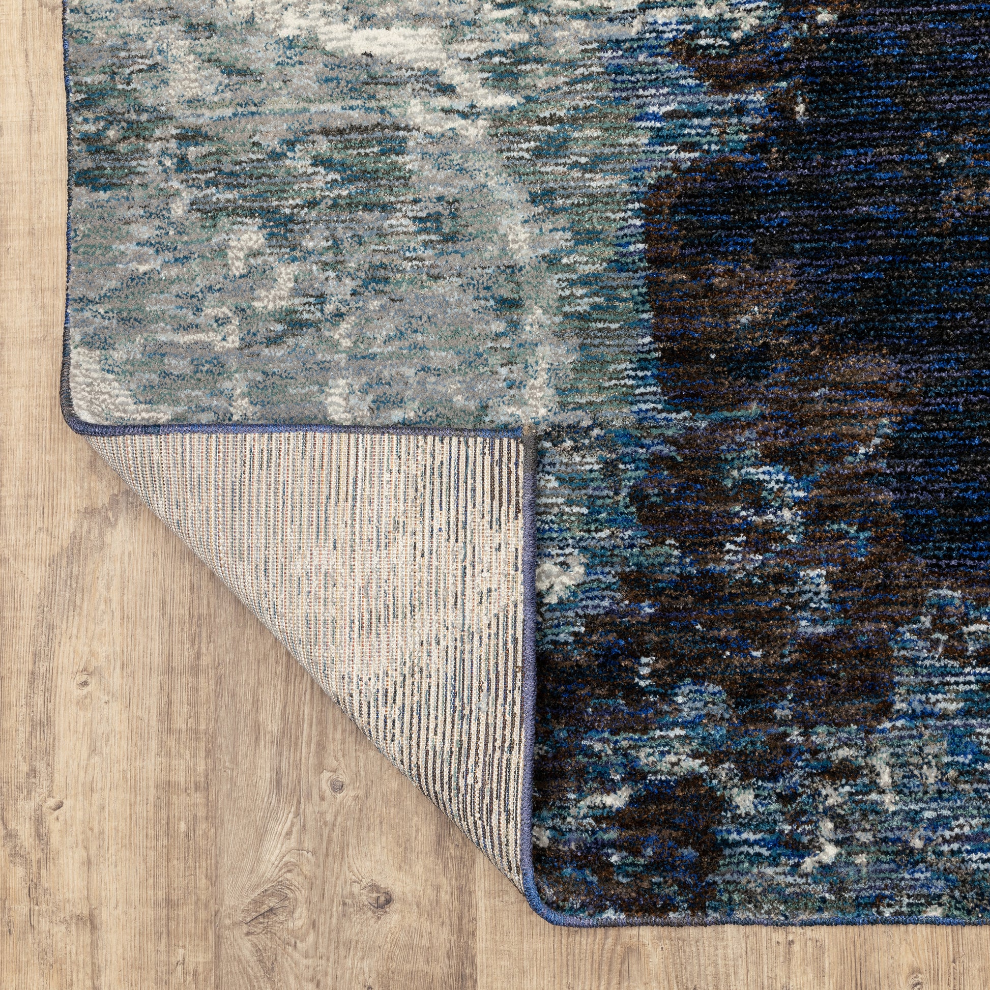 Evolution Abstract Blue/ Ivory Cut Pile Rug