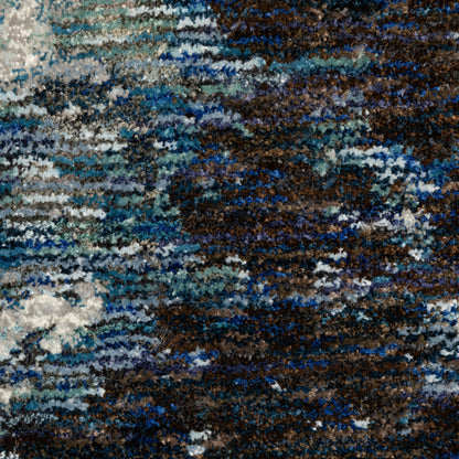 Evolution Abstract Blue/ Ivory Cut Pile Rug
