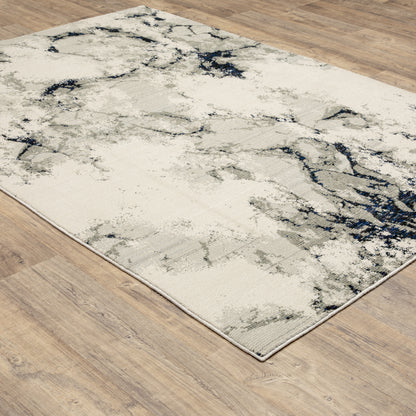 Evolution Abstract Ivory/ Beige Cut Pile Rug