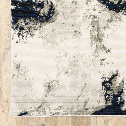 Evolution Abstract Ivory/ Beige Cut Pile Rug