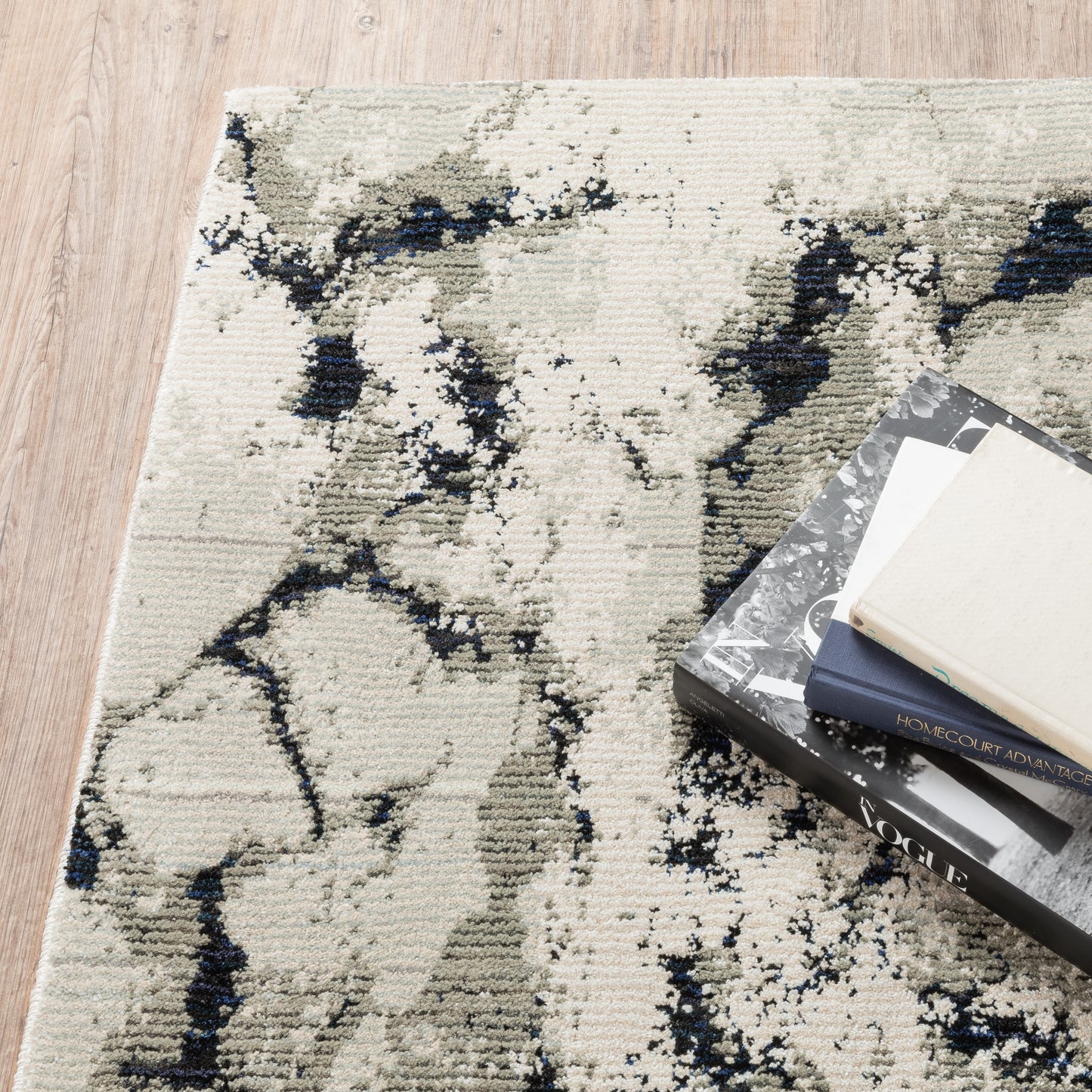 Evolution Abstract Ivory/ Beige Cut Pile Rug