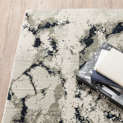 Evolution Abstract Ivory/ Beige Cut Pile Rug