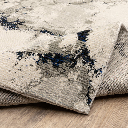 Evolution Abstract Ivory/ Beige Cut Pile Rug