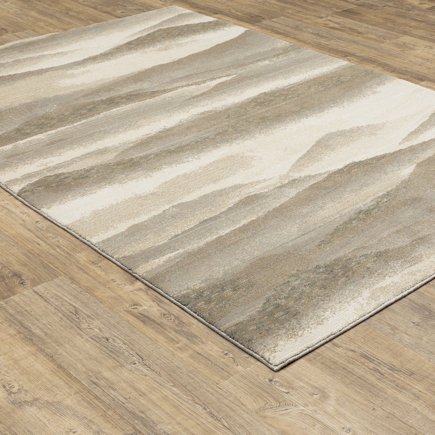 Evolution Abstract Beige/ Ivory Cut Pile Rug