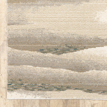Evolution Abstract Beige/ Ivory Cut Pile Rug