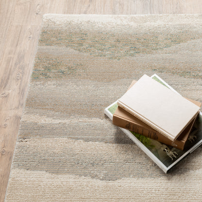Evolution Abstract Beige/ Ivory Cut Pile Rug