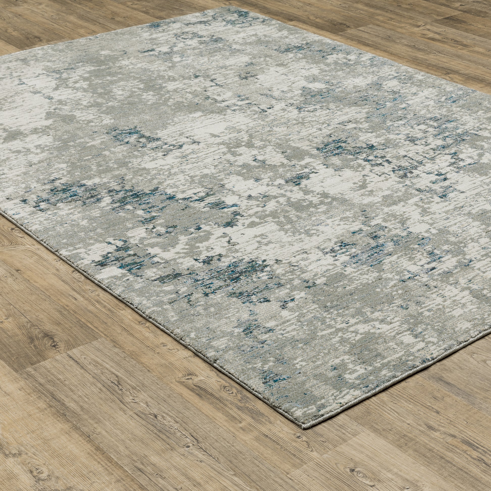 Evolution Abstract Grey/ Blue Cut Pile Rug