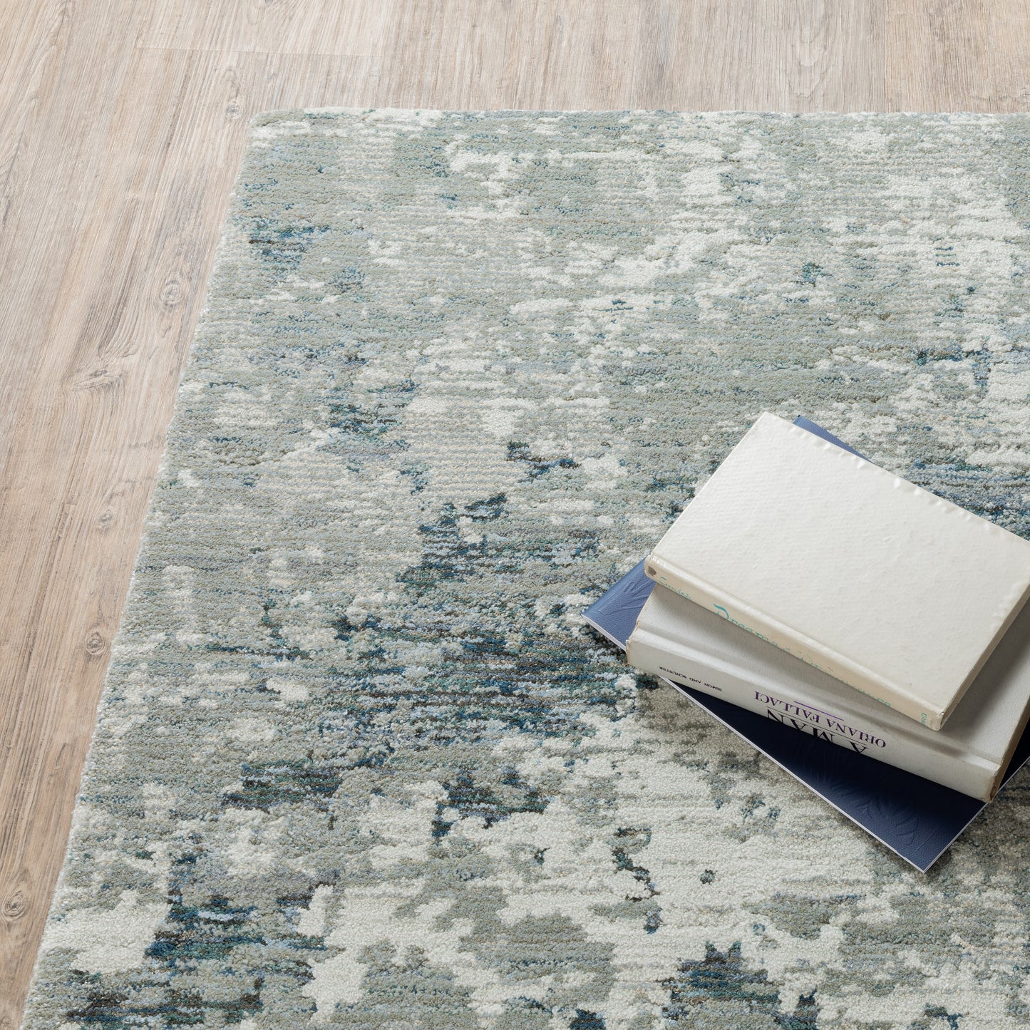Evolution Abstract Grey/ Blue Cut Pile Rug