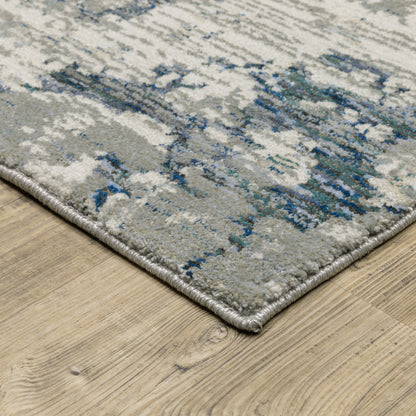 Evolution Abstract Grey/ Blue Cut Pile Rug