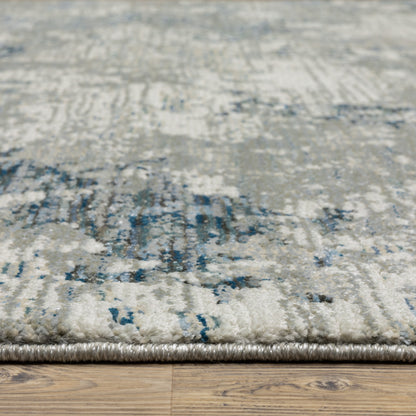 Evolution Abstract Grey/ Blue Cut Pile Rug