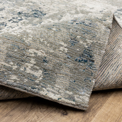 Evolution Abstract Grey/ Blue Cut Pile Rug