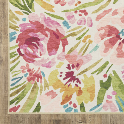 Fiji Botanical Beige/ Multi Floral Flat Weave Rug
