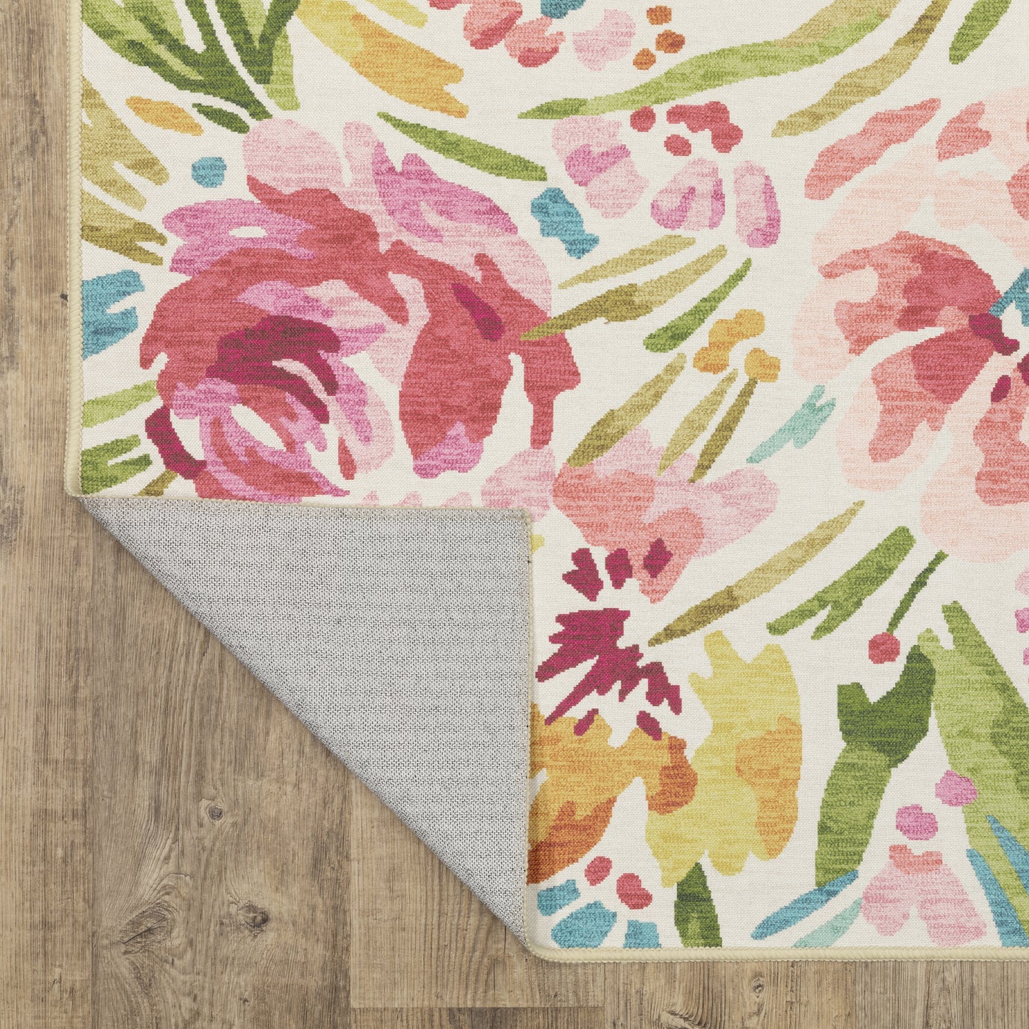 Fiji Botanical Beige/ Multi Floral Flat Weave Rug