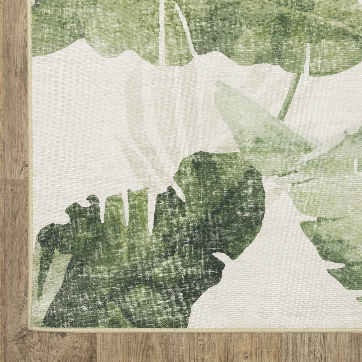 Fiji Botanical Beige/ Green Tropical Flat Weave Rug