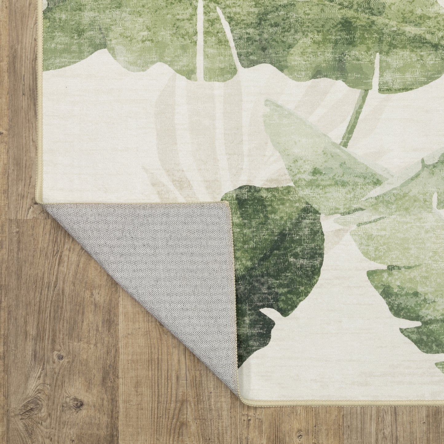 Fiji Botanical Beige/ Green Tropical Flat Weave Rug