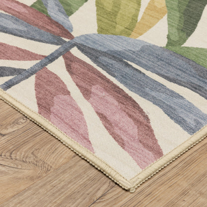 Fiji Botanical Beige/ Multi Tropical Flat Weave Rug