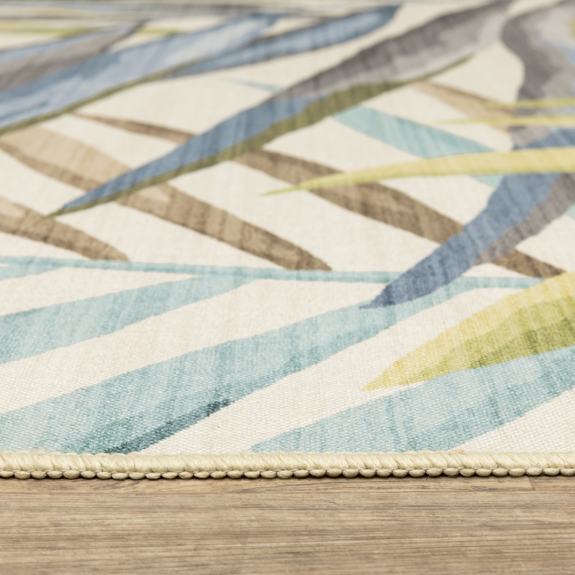 Fiji Botanical Beige/ Multi Tropical Flat Weave Rug