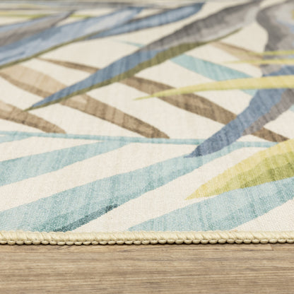 Fiji Botanical Beige/ Multi Tropical Flat Weave Rug