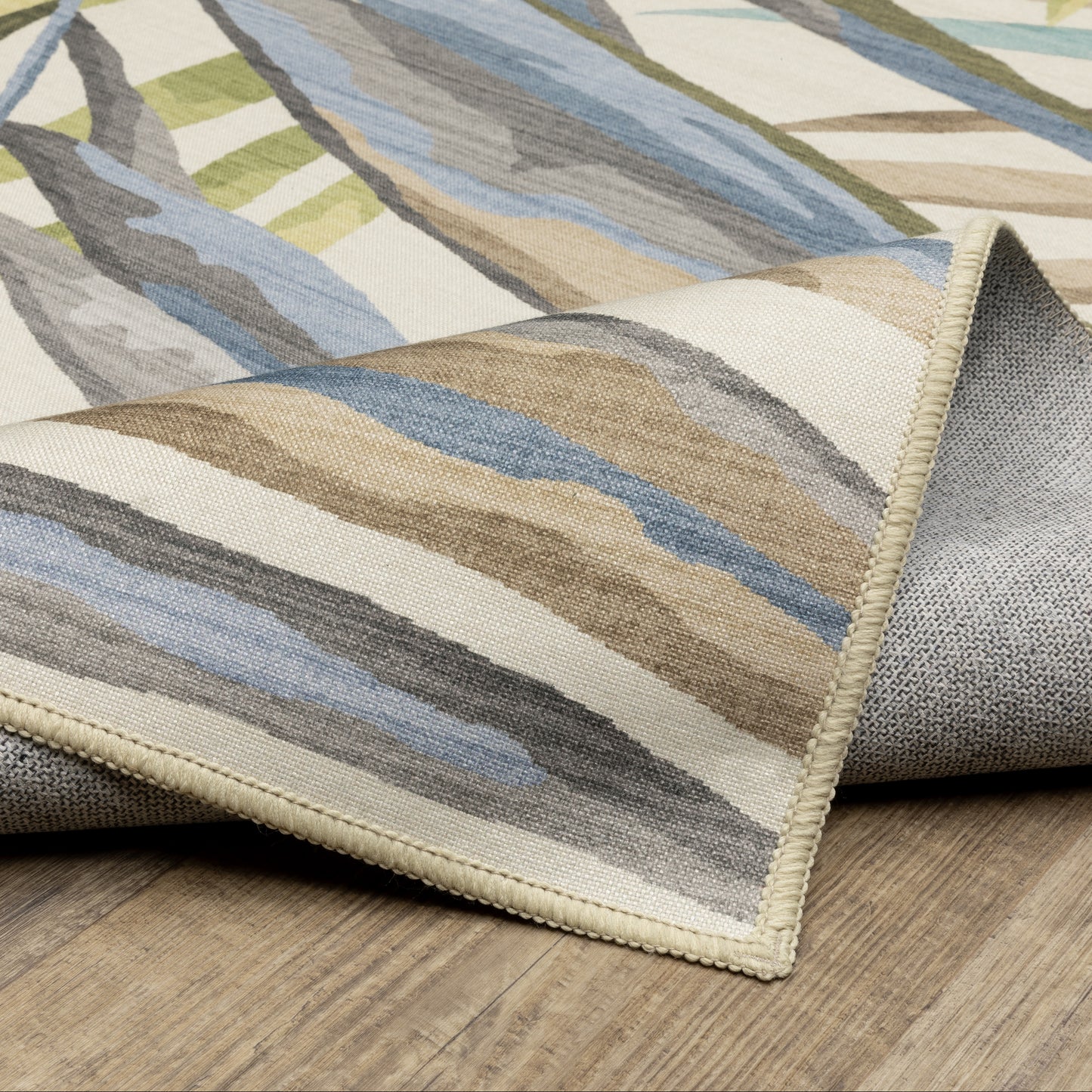 Fiji Botanical Beige/ Multi Tropical Flat Weave Rug