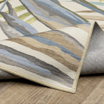 Fiji Botanical Beige/ Multi Tropical Flat Weave Rug