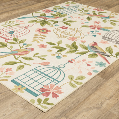 Fiji Animal Beige/ Multi Botanical Flat Weave Rug