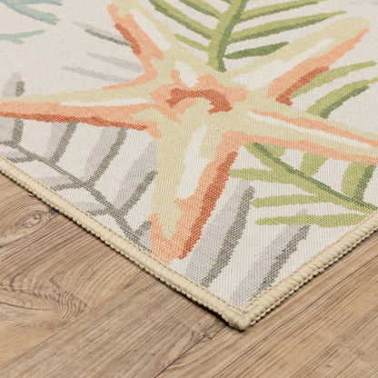 Fiji Tropical Beige/ Multi Border Flat Weave Rug
