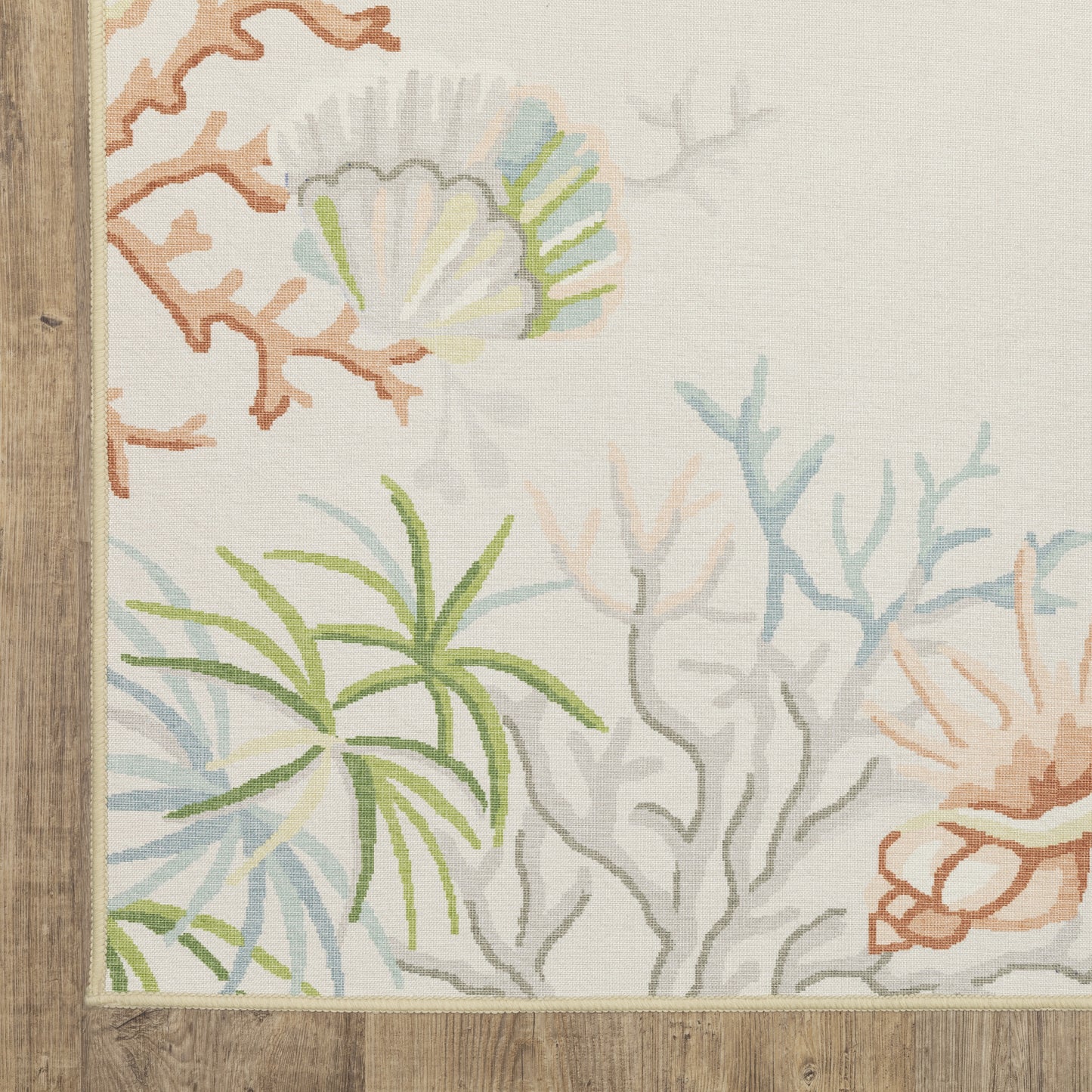 Fiji Tropical Beige/ Multi Border Flat Weave Rug