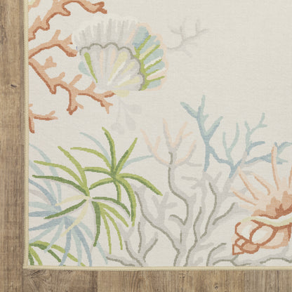 Fiji Tropical Beige/ Multi Border Flat Weave Rug