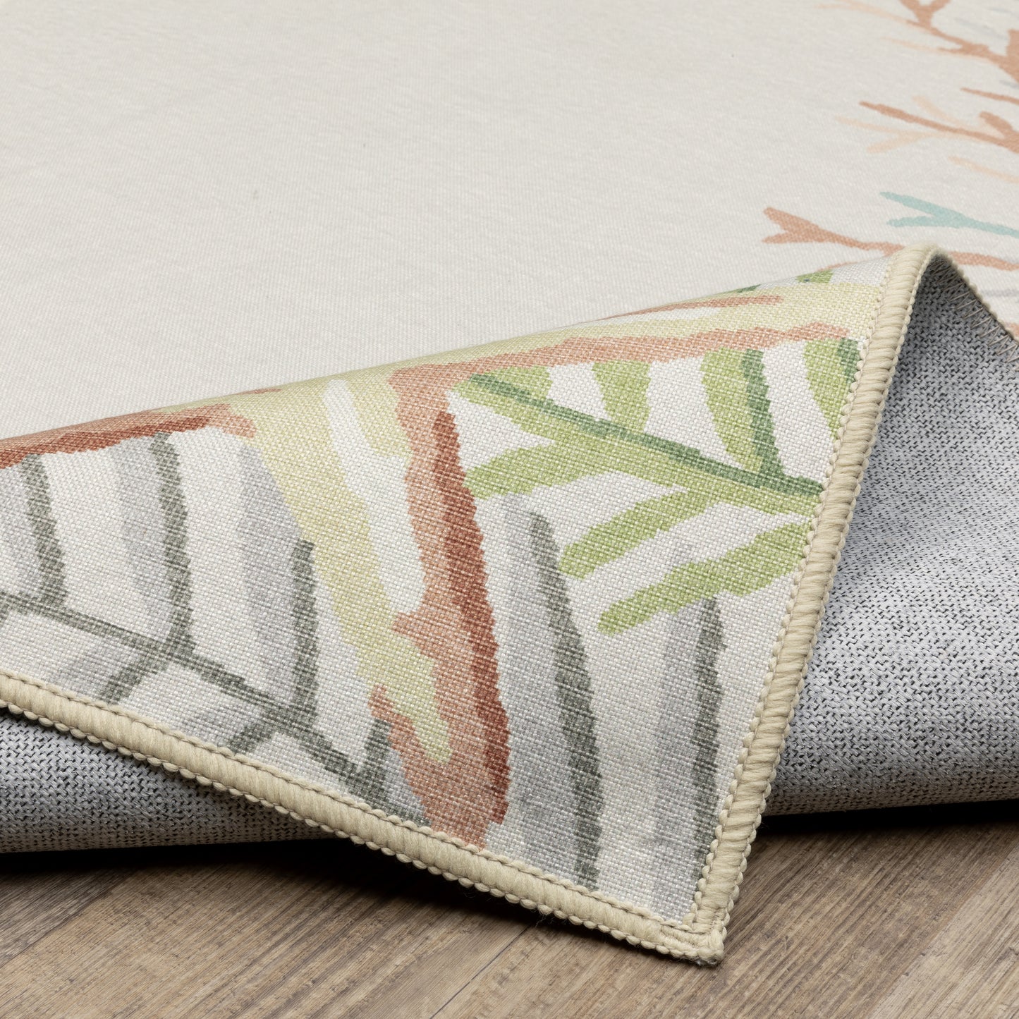 Fiji Tropical Beige/ Multi Border Flat Weave Rug