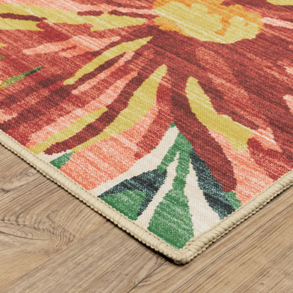 Fiji Botanical Beige/ Multi Tropical Flat Weave Rug